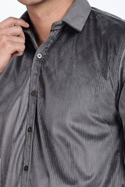 Pleat Creased Grey Shirt